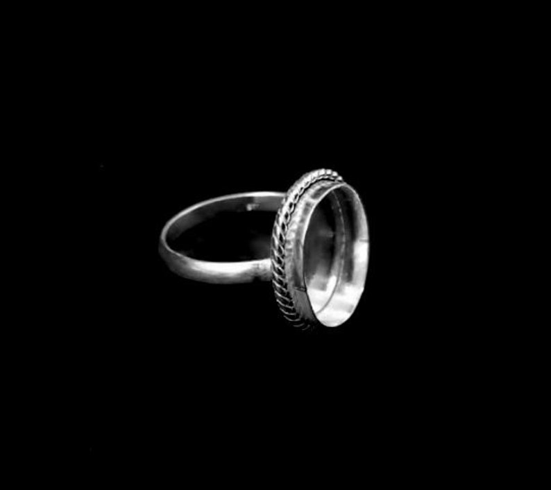 925 Sterling Silver Oval Shape Handcrafted Bezel Ring Blank Bezel Setting, Blank Ring Base, Back Side Close, Bezel For Resin image 5