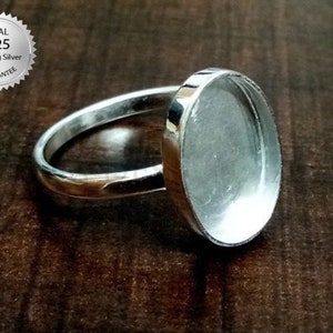 Anello con castone realizzato a mano in argento sterling 925 con castone vuoto, base dell'anello vuoto, lato posteriore chiuso, castone per resina