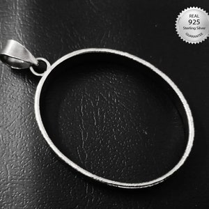 Genuine 925 Sterling Silver Open Bezel Blank Oval Frame Oval Hollow Pendants Setting Charm Silver Diy For Resin Jewelry Making