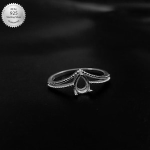 Pear Shape Split Band Bezel Ring DIY, Good for Cabochon And Faceted Gemstone Setting Work,925 Sterling Silver Ring Pear Shape Ring Cup