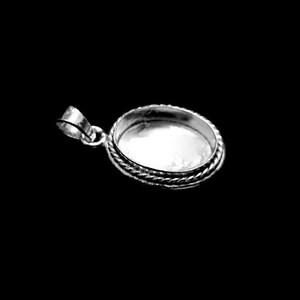 925 Sterling Silver Oval Shape Bezel Pendant Blank Bezel Setting, Blank Pendant Base, Back Side Close, Bezel For Resin image 3