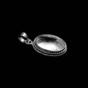 925 Sterling Silver Oval Shape Bezel Pendant Blank Bezel Setting, Blank Pendant Base, Back Side Close, Bezel For Resin image 4