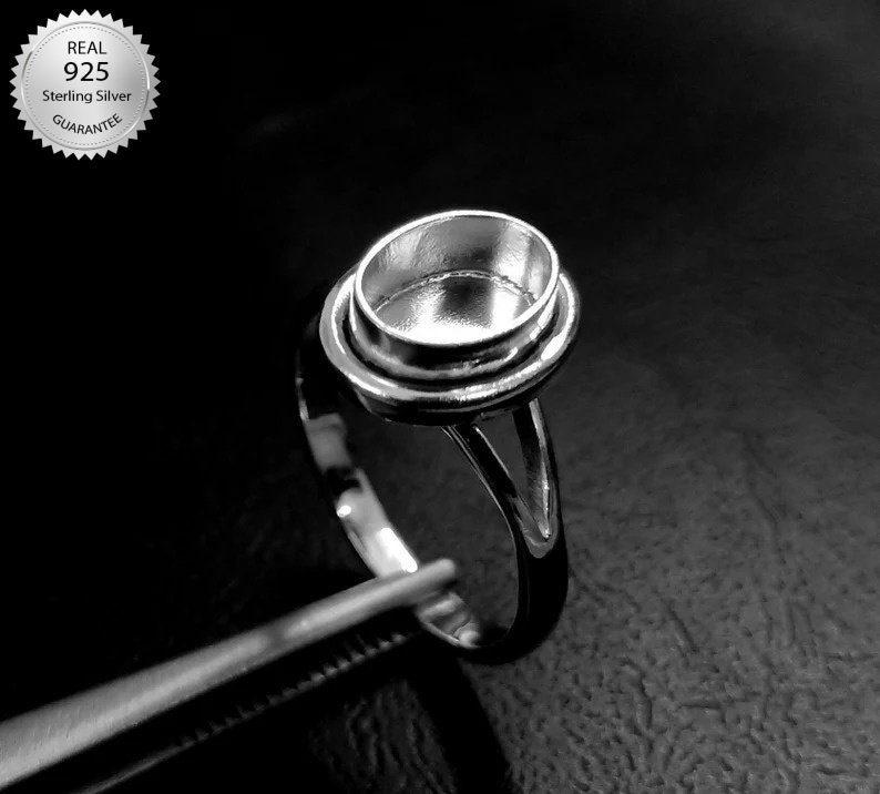 925 Sterling Silver Plain Wire Oval Shape Ring Bezel Blank Etsy