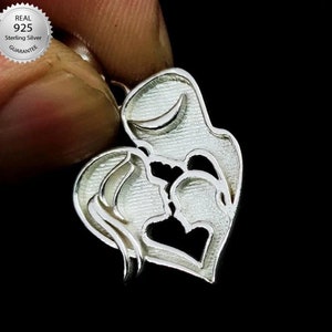 925 Sterling Silver Family Pendant Setting For Resin, Happy Family Pendant Blank Setting Cup,