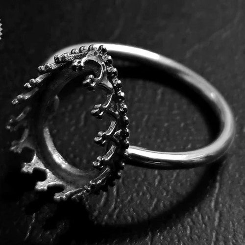 925 Sterling Silver Oval Shape Ring Blank Crown Setting DIY Etsy