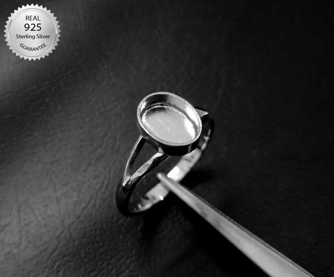 925 Sterling Silver Oval Shape Ring Bezel Blank Setting DIY Etsy