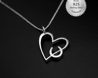 Sterling Silver 925 Marked Heart Shape Pendant With Horse Shoe Good Luck Pendant, Best For Resin,Ashes Work, Keepsake Memorial Pendant,