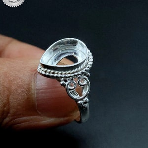 925 Sterling Silver Handmade Bezel Ring Setting, For Pear Shape Gemstone, Blank Ring Setting, Bezel Ring Setting Cup, Bezel For Resin