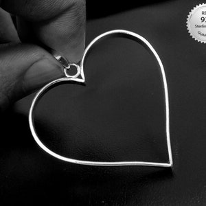 Genuine 925 Sterling Silver Open Bezel Blank Heart Shape Frame Heart Shape Hollow Pendants Setting Charm Silver Diy For Resin Jewelry Making