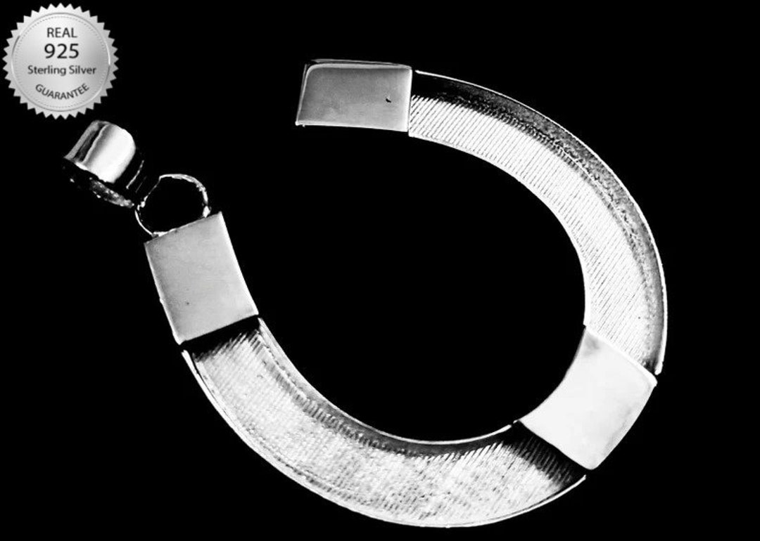 925 Sterling Silver Horseshoe Shape Pendant Blank Bezel Setting for