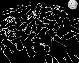 Boucles d’oreilles STERLING SILVER HOOK, fils d’oreille, crochets de fil, argent sterling 925, crochets d’oreille, Français fil d’oreille à crochet - Simple Classic avec boule de 1,5 mm