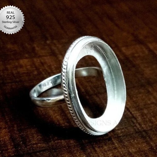 925 Sterling Silver Oval Shape Handcrafted Bezel Ring Blank Etsy