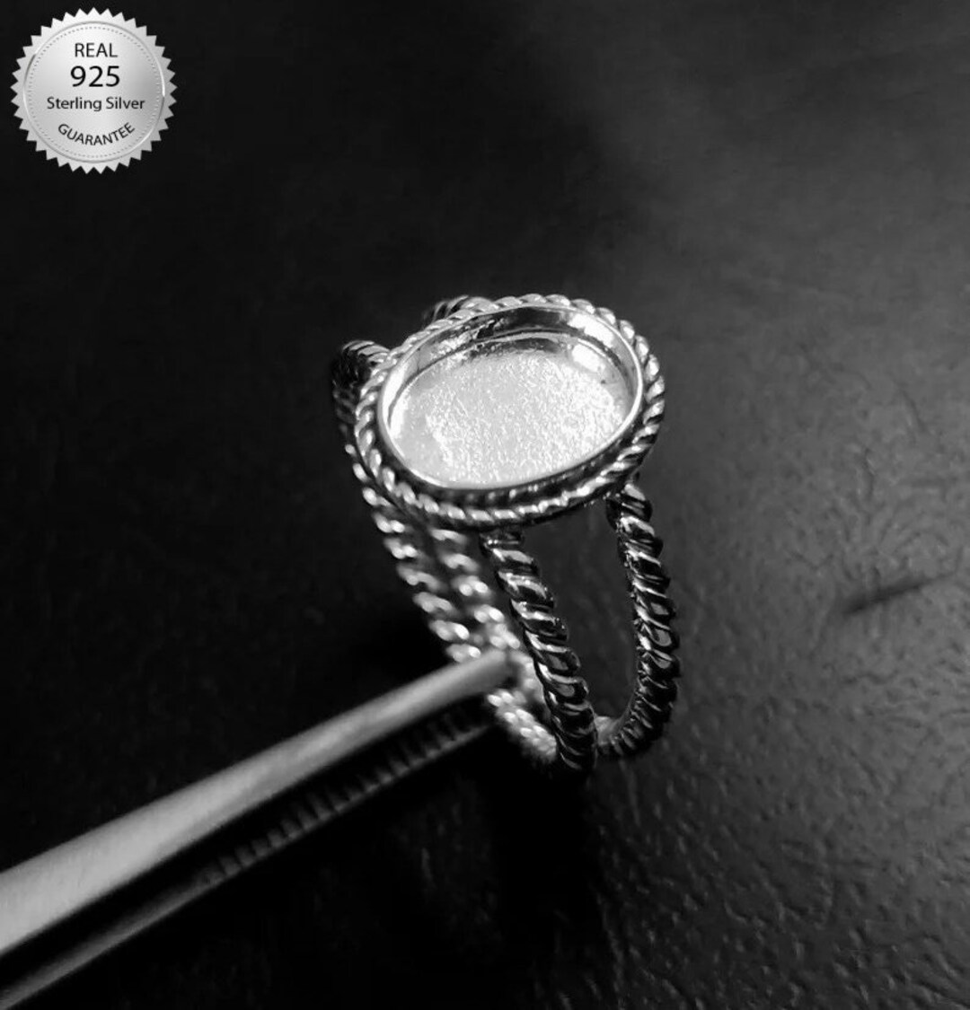 925 Sterling Silver Rope Wire Oval Shape Ring Blank Setting Etsy