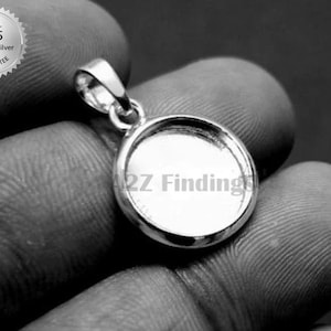 925 Sterling Silver Round Shape Handcrafted Pendant Thick Bezel Setting, Blank Round Shape Pendant Setting, Bezel For Resin Work