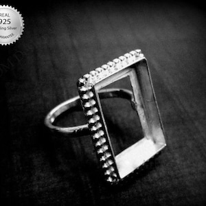 925 Sterling Silver Rectangle Shape Ring Bezel Setting, Blank Rectangle Shape Ring Setting, Completely Handmade Ring Setting,Bezel For Resin