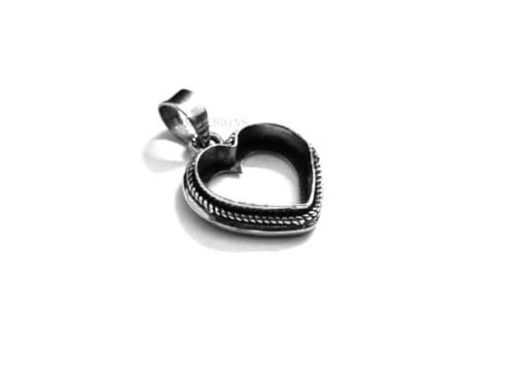 Blank Heart Shape Pendant Setting Bezel For Resin 925 Sterling Silver Heart Shape Handcrafted Pendant Bezel Setting