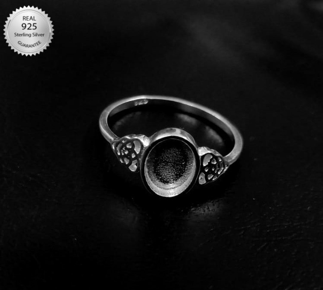 Oval Shape Bezel Ring Setting DIY for Resin, and for Gemstones Also,925