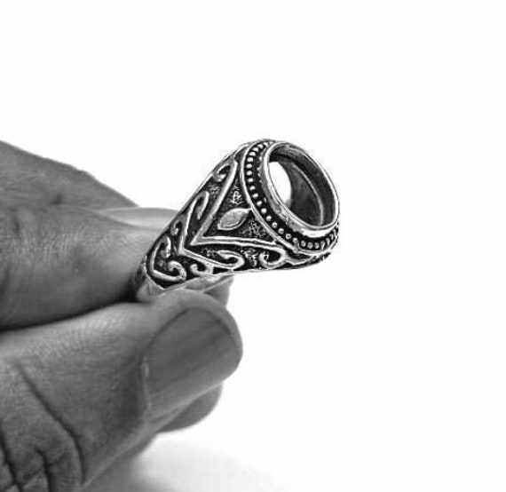 925 Sterling Silver Oval Shape Men's Ring Blank Bezel Etsy