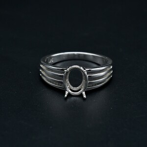 925 Sterling Silver Oval Shape Handcrafted Bezel Ring Blank Bezel Setting With Split Band, Blank Ring Base, Back Side Open,Bezel For Resin image 3