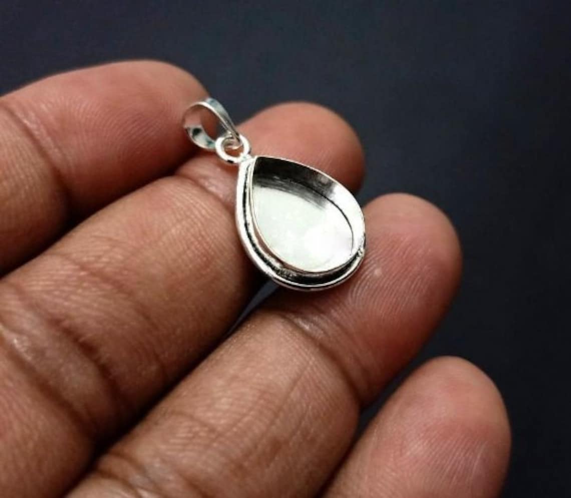 925 Sterling Silver Bezel Pendant Setting for Pear Shape Etsy UK