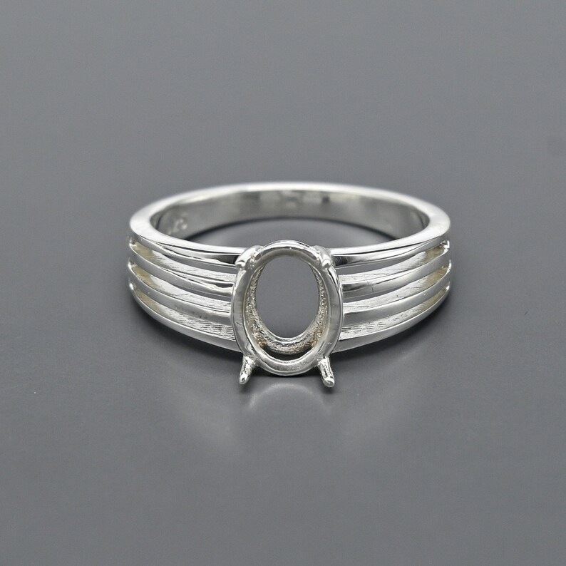 925 Sterling Silver Oval Shape Handcrafted Bezel Ring Blank Bezel Setting With Split Band, Blank Ring Base, Back Side Open,Bezel For Resin image 6