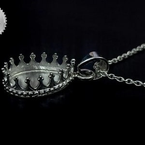 925 Stamped Sterling Silver Crown Bezel Pear Shape Pendant Setting DIY Cup, Keepsake Pendant Settings, Pendant Blank Setting