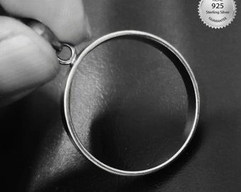 Genuine 925 Sterling Silver Open Bezel Blank Round Frame Round Hollow Pendants Setting Charm Silver Diy For Resin Jewelry Making