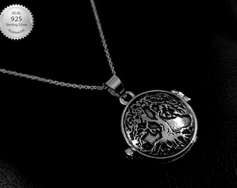 925 Sterling Silver Box Locket Pendant With Tree Of Life Engraving On Top, For Pour Resin or Milk, Ashes, Photo Frame Silver Pendant,