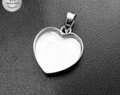 925 Sterling Silver Heart Shape Handcrafted Pendant Bezel - Etsy