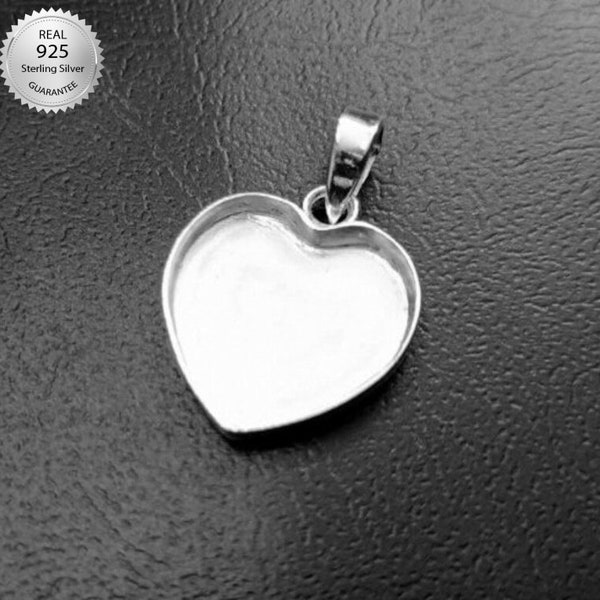 Cadre artisanal en forme de coeur en argent sterling 925, cadre blanc pour pendentif en forme de coeur, cadre pour travaux de résine