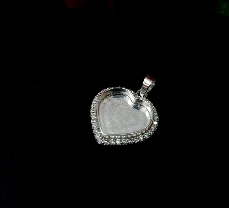 Blank Heart Shape Pendant Setting Bezel For Resin 925 Sterling Silver Heart Shape Handcrafted Pendant Bezel Setting