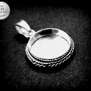 925 Sterling Silver Round Shape Handcrafted Pendant Bezel Setting, Blank Round Shape Pendant Setting, Bezel For Resin