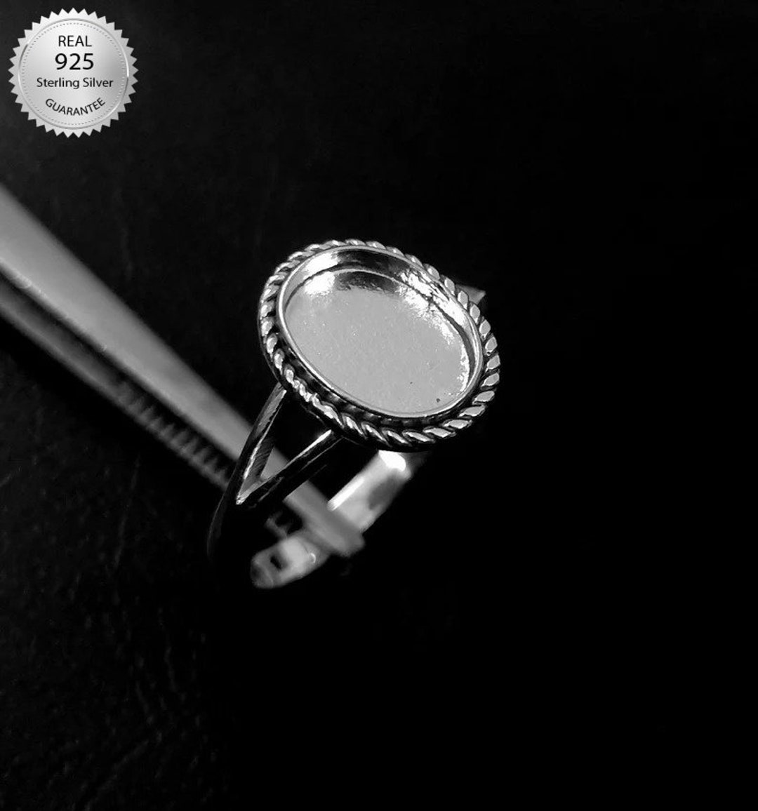 925 Sterling Silver Rope Wire Oval Shape Ring Bezel Blank Setting DIY