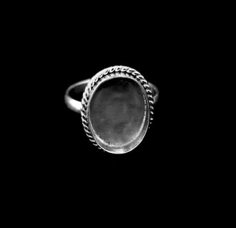 925 Sterling Silver Oval Shape Handcrafted Bezel Ring Blank Bezel Setting, Blank Ring Base, Back Side Close, Bezel For Resin image 2