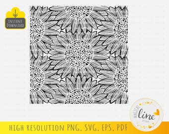 Sunflower Seamless Pattern SVG, Autumn Floral Cut File (Digital Download)