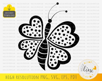 Mariposa de lunares SVG, plantilla de mariposa, mariposa sencilla EPS, archivo de corte de papel de mariposa, vector de mariposa, decoración de pared, Cricut Silhouette