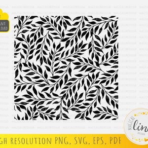 May include: Black and white seamless pattern featuring a repeating design of stylized leaves. The pattern is perfect for use in digital and print projects.