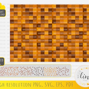 Puede incluir: Un patrón digital sin costuras con un diseño a cuadros en tonos naranja, marrón y amarillo. El patrón está formado por pequeños cuadrados que están dispuestos en una cuadrícula. El patrón es perfecto para usar en una variedad de proyectos, como scrapbooking, creación de tarjetas y diseño digital.