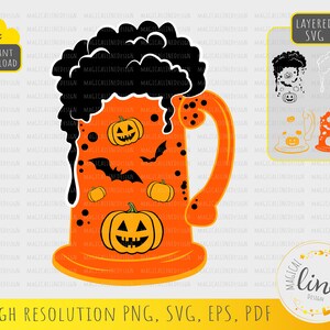 Halloween Beer Svg, Let's Get Smashed Svg, Halloween Pumpkin Beer Eps, Mok met Foam Svg, Bat Beer Vector, Beer Stein, Silhouette Cricut