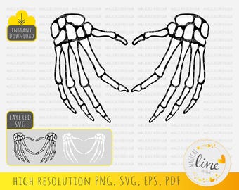 Skeleton Hands Heart SVG, Gothic Halloween Cut File (Digital Download)