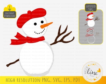Snowman svg, Winter Clipart, Hand Drawn Snowman eps, Christmas SnowMan png, Snowman Shirt design, Christmas Ornamental, Silhouette Cricut