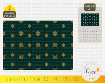 Snowflakes Pattern Svg, Christmas Pattern, Winter Background Eps, Falling Snowflakes Digital Paper, Christmas Home Decor, Silhouette Cricut