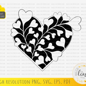 Heart Ornament Svg, Mother's Day Svg, Vector Heart Svg, Fancy Heart Stencil, Heart Paper Cut File, Heart Wall art, Silhouette Cricut