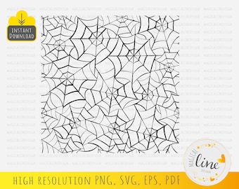 Spider Web Pattern, Seamless Pattern Svg, Cobweb Vector, Halloween Background, Cobweb Stencil, Halloween Decor, Silhouette Cricut