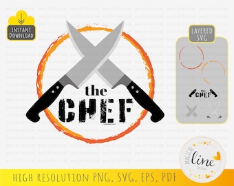 Imágenes prediseñadas de utensilios de chef, maestro de la parrilla y cocina (descarga digital)