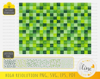 Grünes Pixel Muster, nahtloser Vektor Mosaik (Digitaler Download)