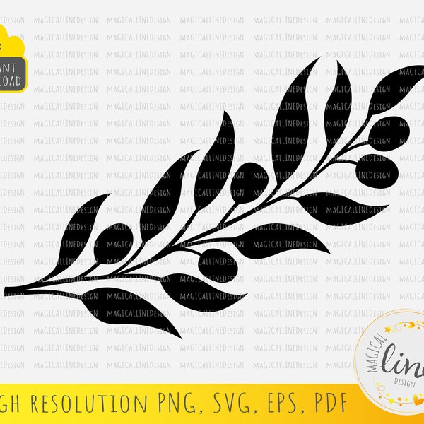 Olive Svg, Olive Branch Svg, Olive Leaf  Svg, Olive Branch Stencil, Branch Vector Eps, Olive Branch Cut File, Silhouette Cricut