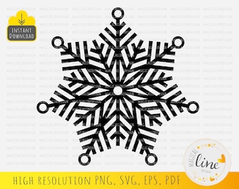 SVG de copo de nieve, vector de adorno de estrella, archivo de corte para decoración navideña (descarga digital)