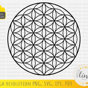 Fiore della Vita Svg, Geometria Sacra Svg, Fiore Della Vita Vettoriale, Mandala Cut File, Circle Pattern Dxf, Geometric Wall art, Silhouette Cricut