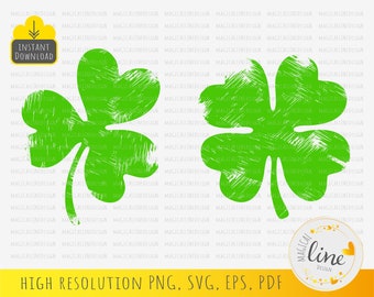 Shamrock Distressed Svg, Grunge Clover Svg, Lucky Eps, St Patricks Day Clipart, Clover Leaf Vector, Clover Shirt Design, Silhouette Cricut